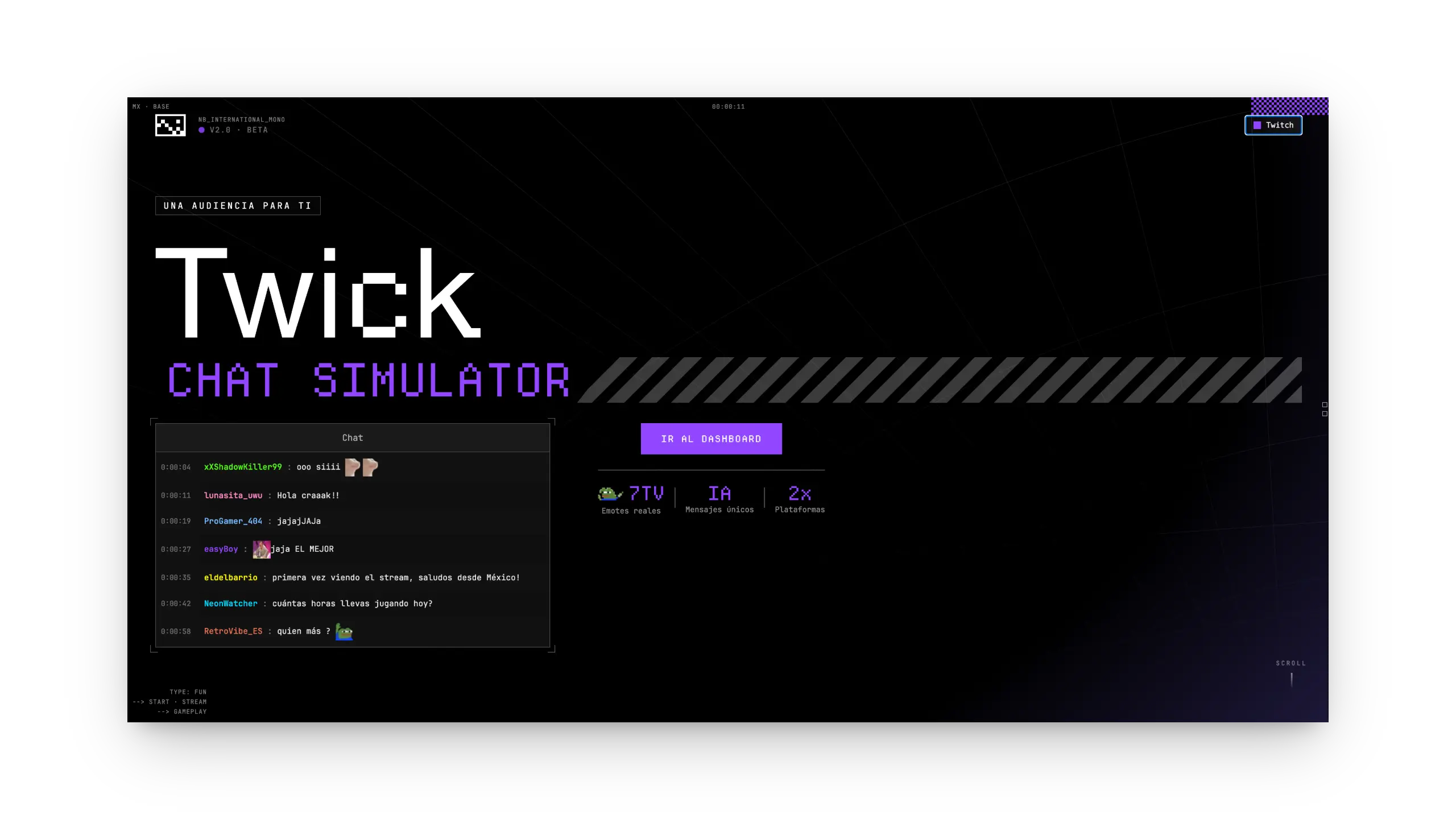 Captura de pantalla de Twick - Chat Simulation Stream
